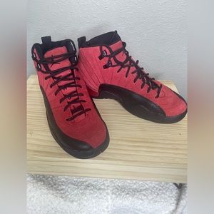 Red and Black Jordan retro 12’s